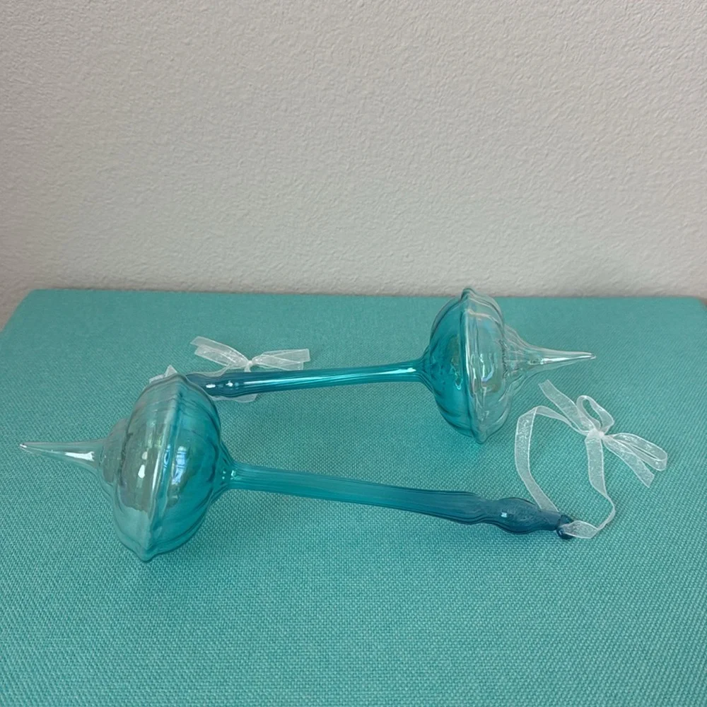 2 Turquoise Top Ornaments